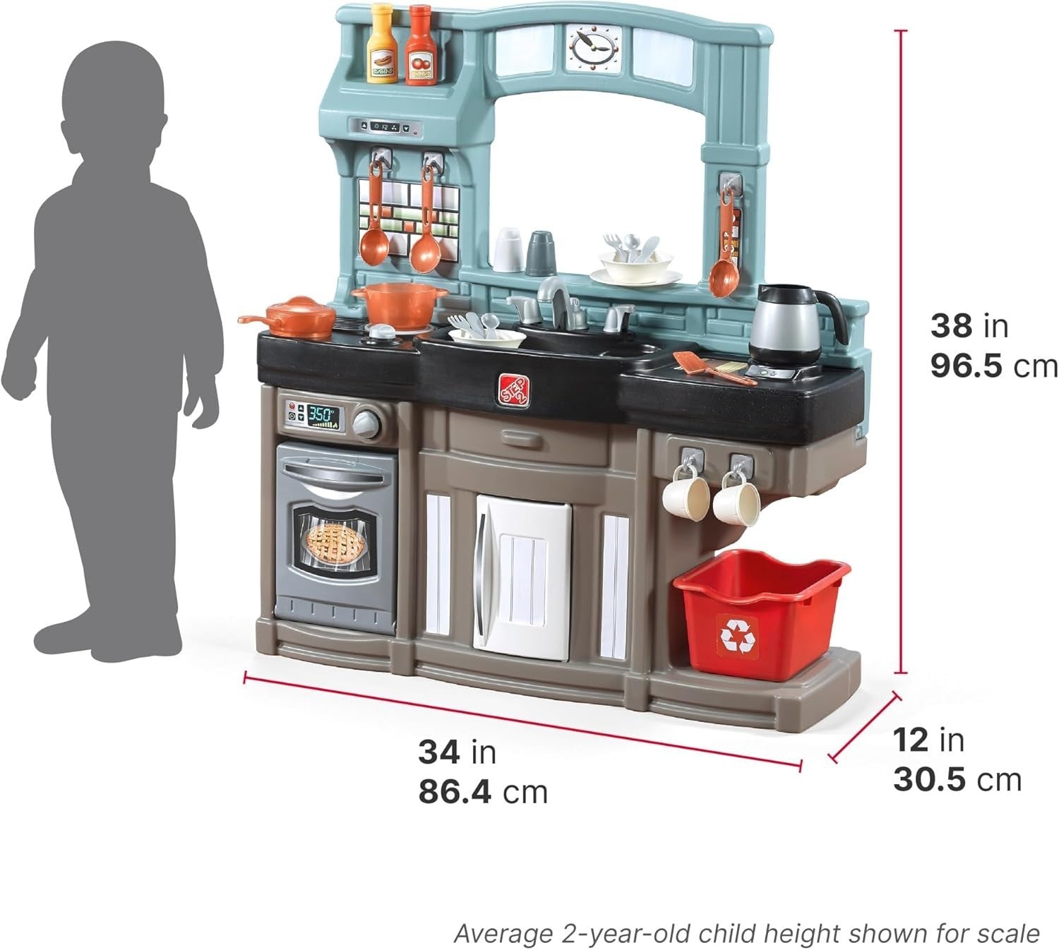 Kids Play Kitchen w/ Lights Sounds Oven Fridge 25PCS Toy Set