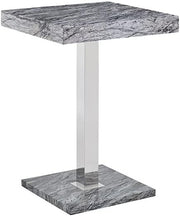 Melange Marble Effect High Gloss Square Bar Table Dining Pub 80×80×110cm Grey