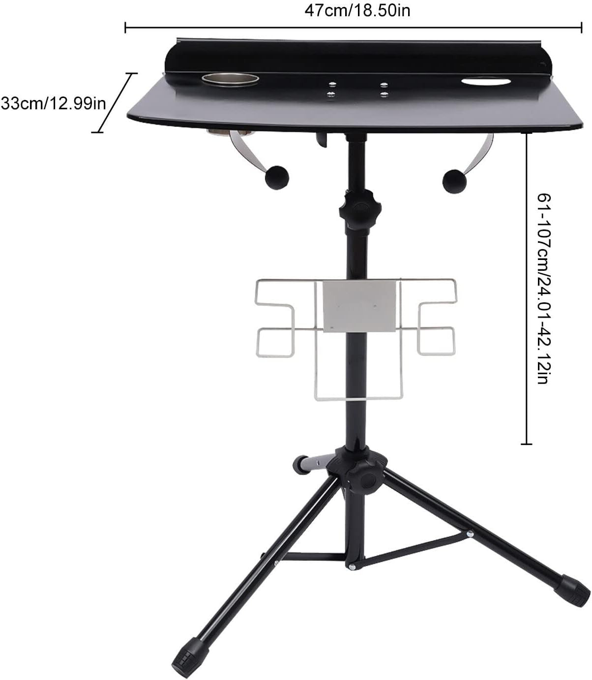 Tattoo Workstation Adjustable Tray Stand 360° Rotating Mobile Studio Table