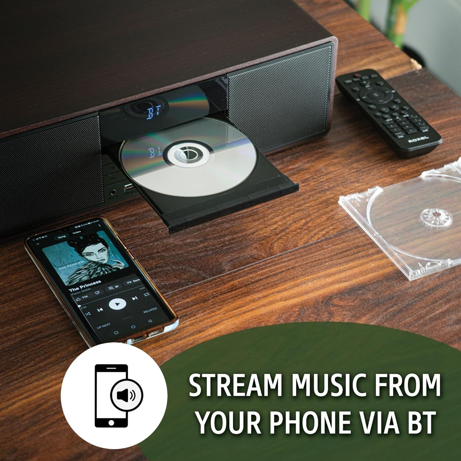 Compact Hi-Fi System CD Player DAB+ Bluetooth USB FM Radio Walnut