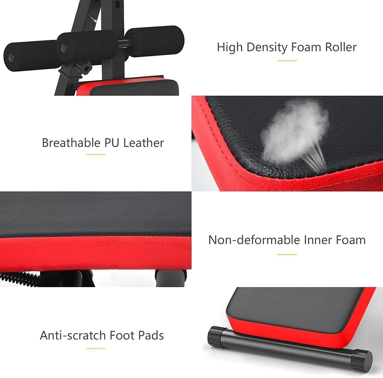 Foldable Adjustable Sit Up Bench With LCD Monitor Full Body Home Gym