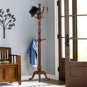 Solid Ash Wood Coat Rack 200cm Tree Stand with 8 Hooks Vintage Brown