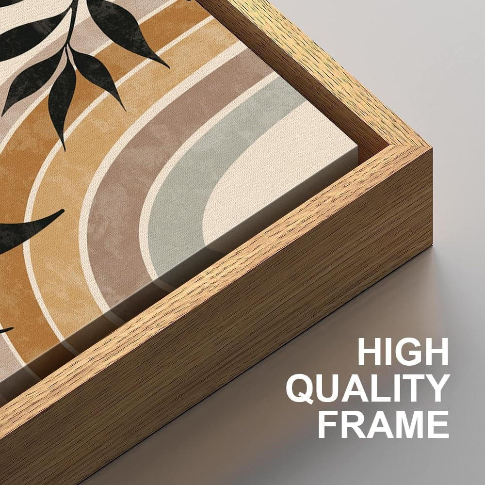 Boho Framed Canvas Wall Art Set of 3 Abstract Nature Prints 12x16