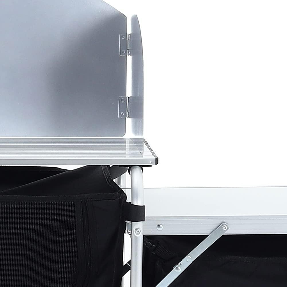 Outdoor Camping Kitchen Cupboard with 5 Shelves & Windshield Stove Table