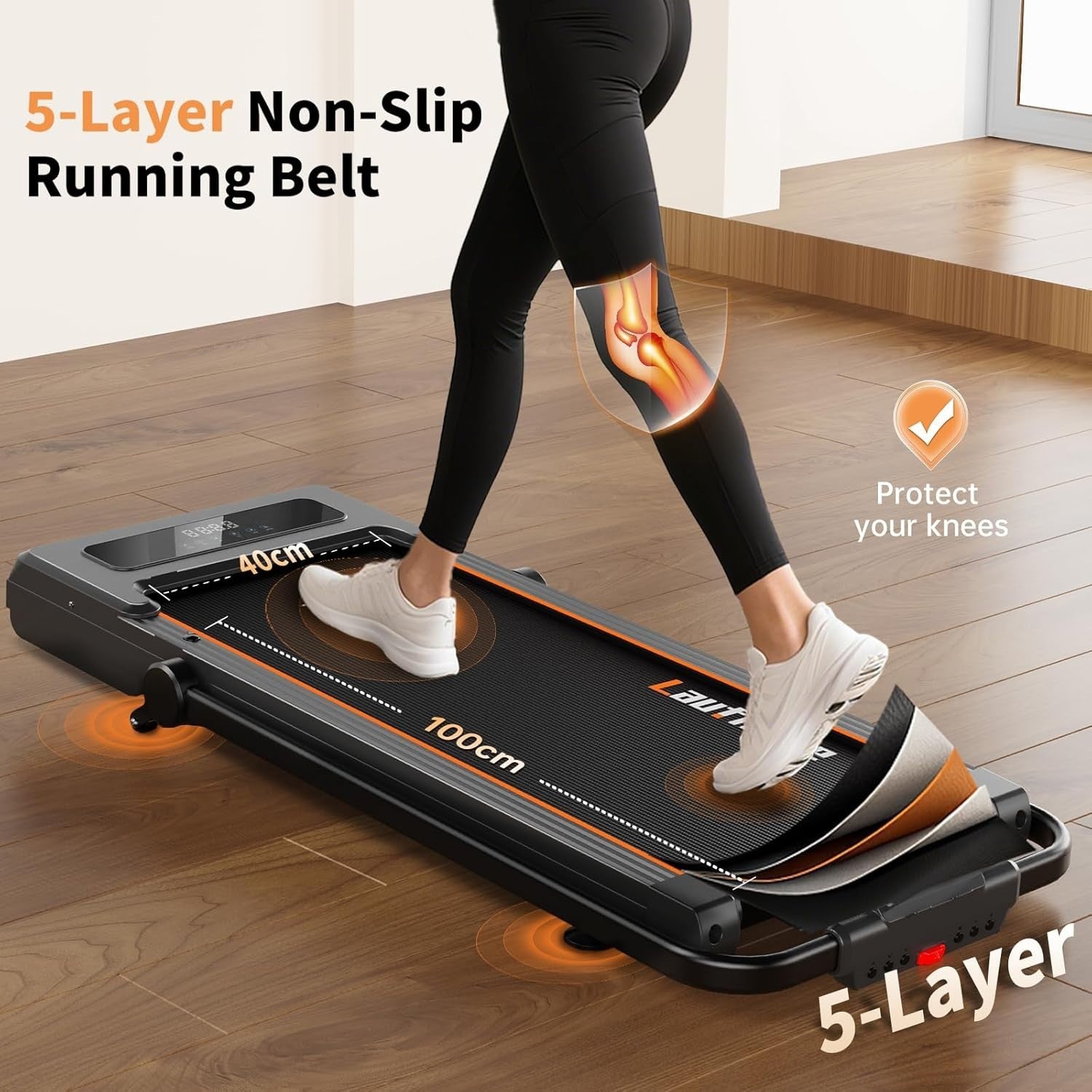 Foldable 12% Incline Treadmill 0.8-12km/h 3HP Quiet Home/Office Gym