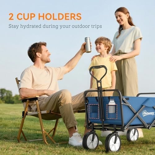 Folding Festival Trolley 90L Portable Camping Garden Cart on Wheels