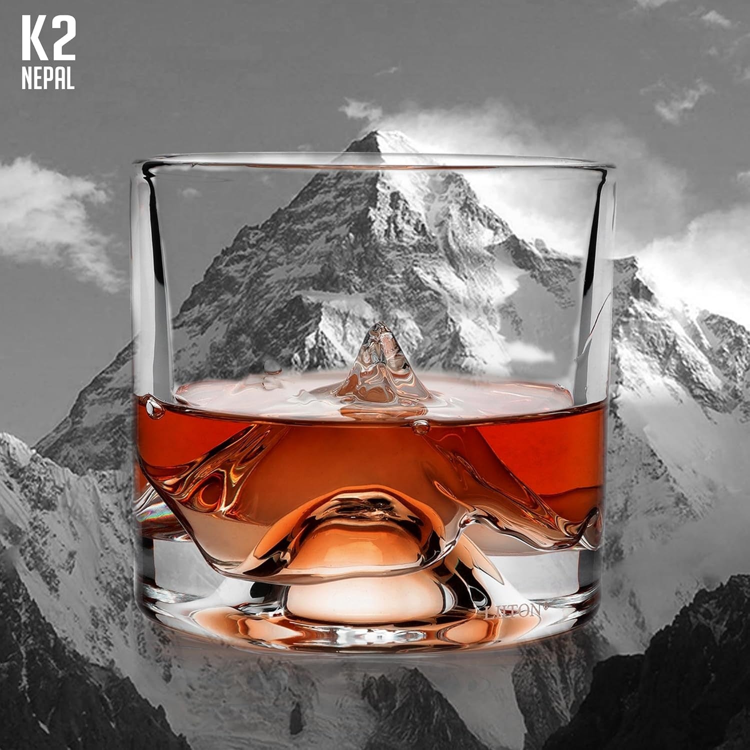 K2 Mountain Whiskey Glasses Set of 2 – 250ml Freeze-Chill Crystal Tumblers Gift