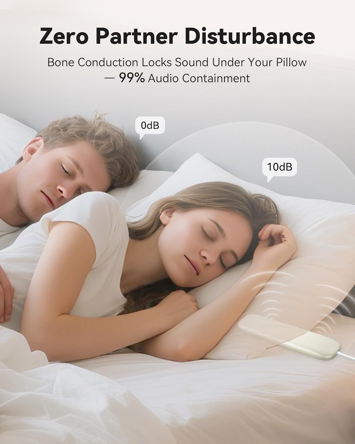 Bone Conduction Pillow Speaker for Sleep, 36 Sounds, Bluetooth & Timer