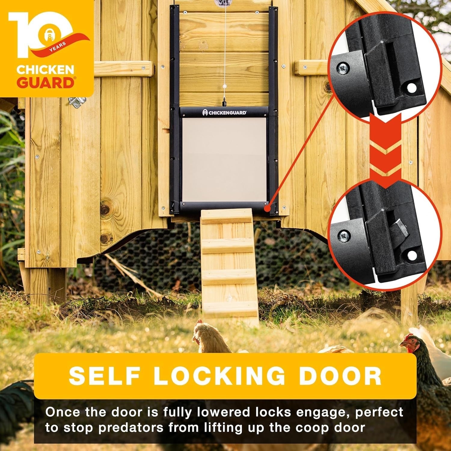 Self Locking Chicken Coop Door Predator Proof Aluminium