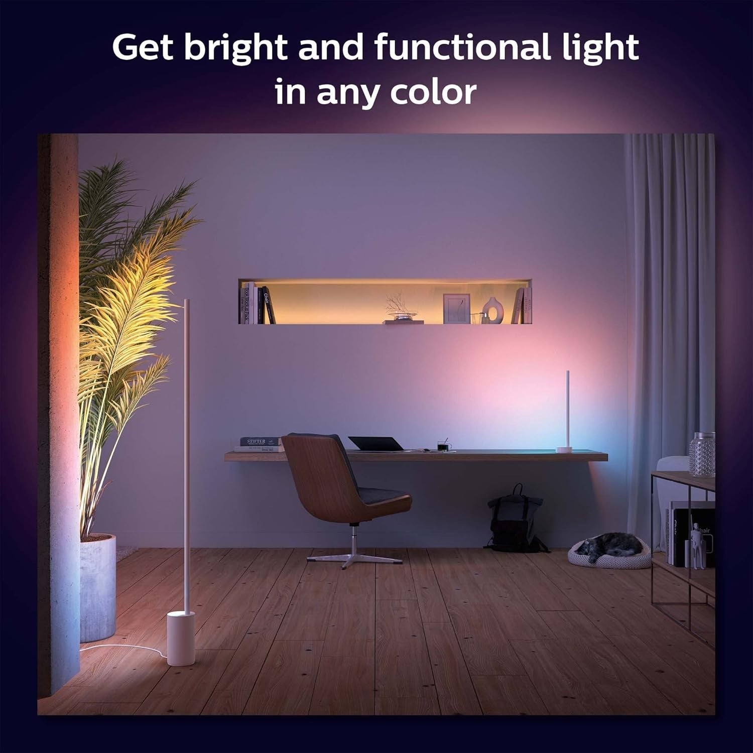 Smart Gradient LED Floor Lamp with Voice & App Control, 11x11x146cm