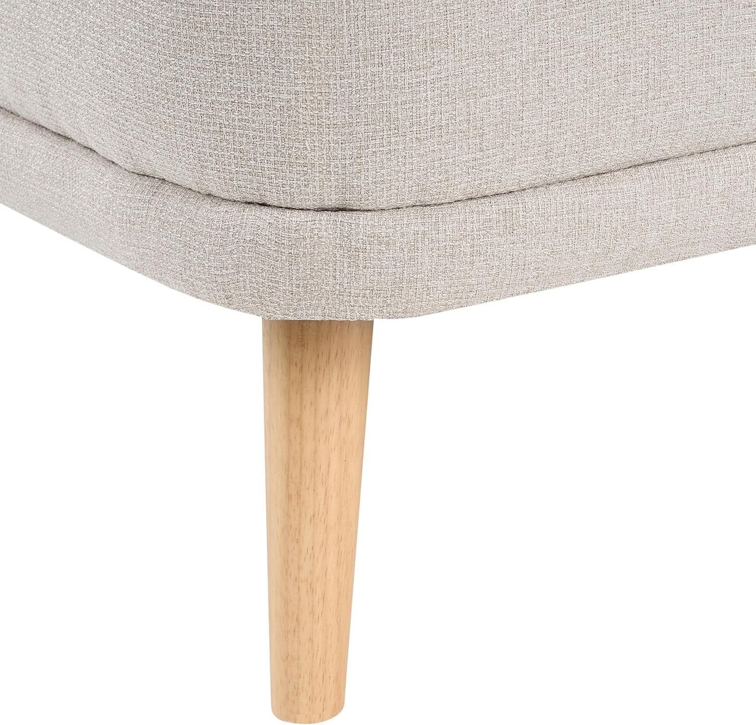 Light Beige Traditional Right Hand Chaise Lounge | Durable Fabric & Wooden Legs