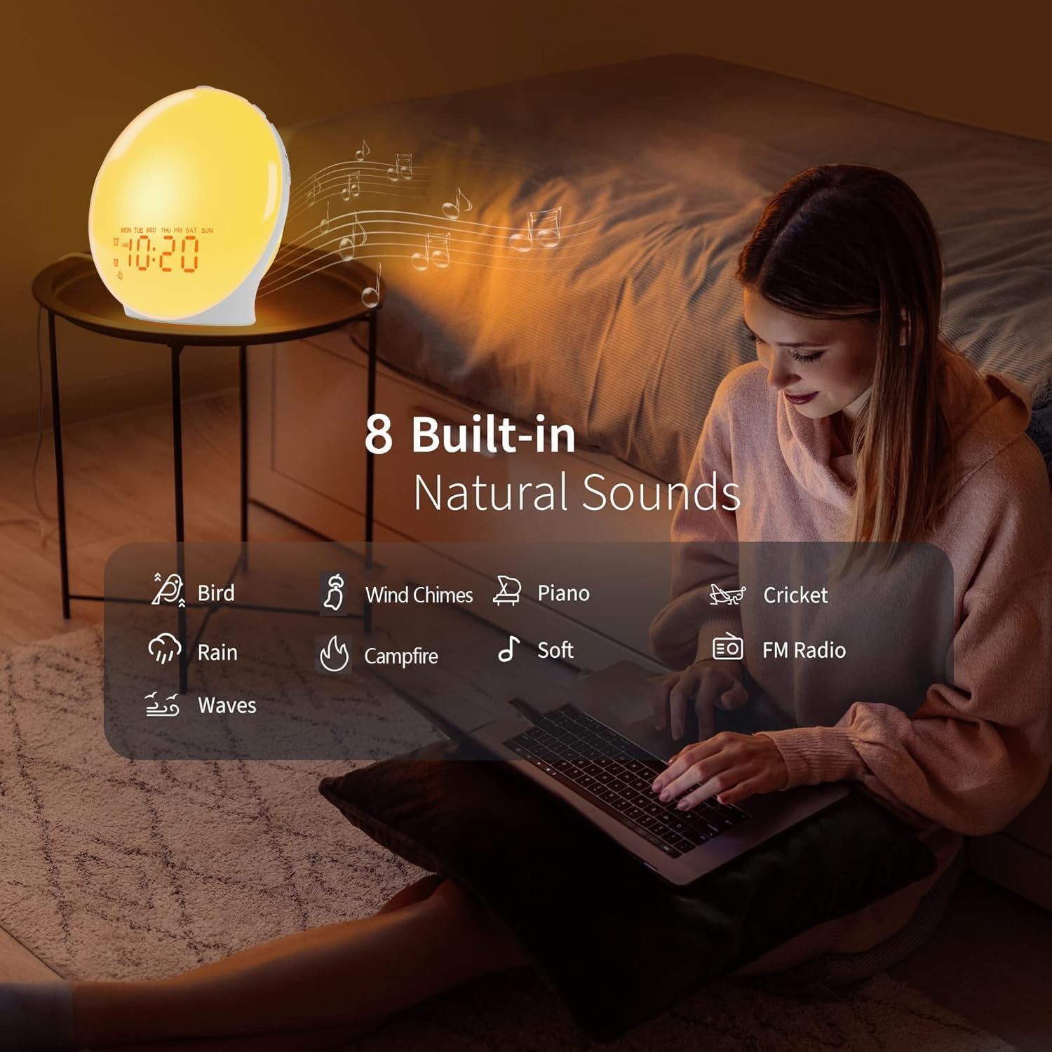 Sunrise Alarm Clock Wake Up Light FM Radio Dual Alarm Sleep Aid LED