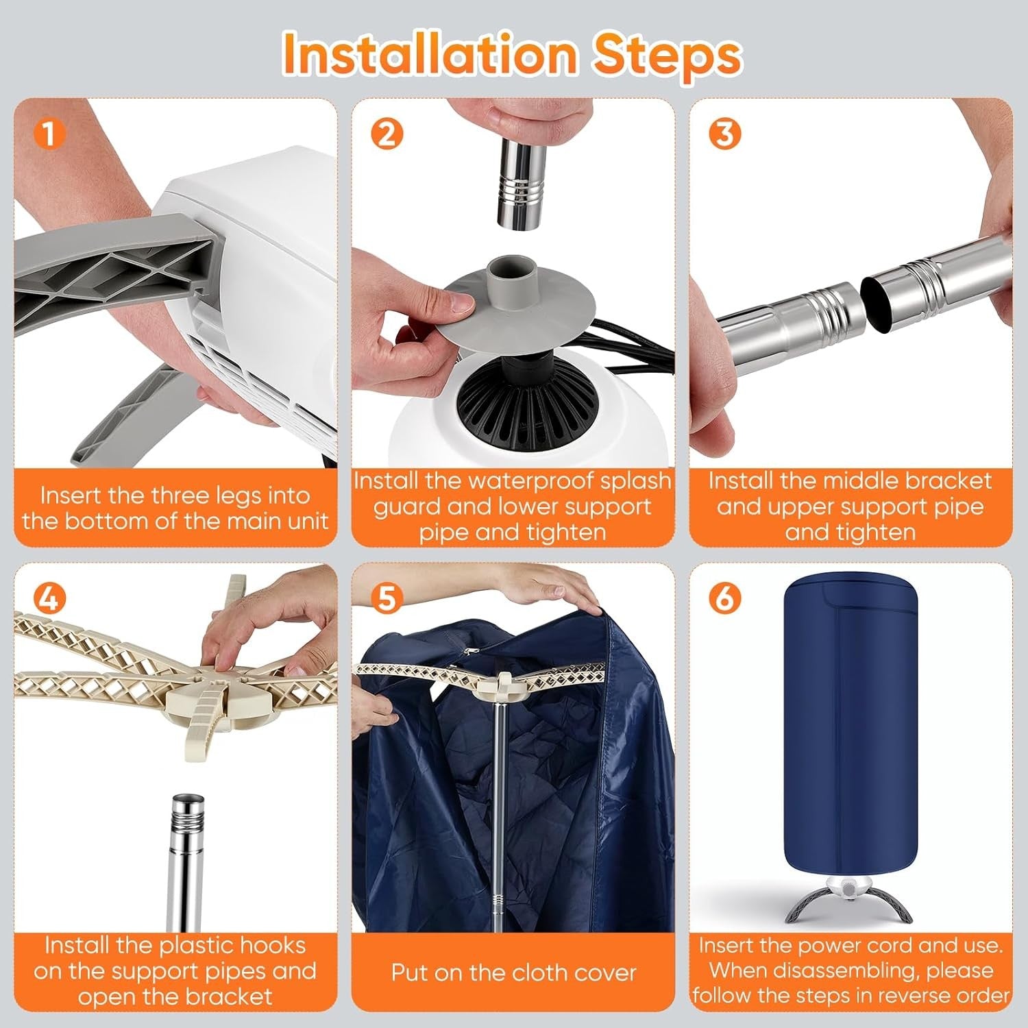Portable Electric Clothes Dryer 1000W Hot Air Drying Pod 18kg Indoor