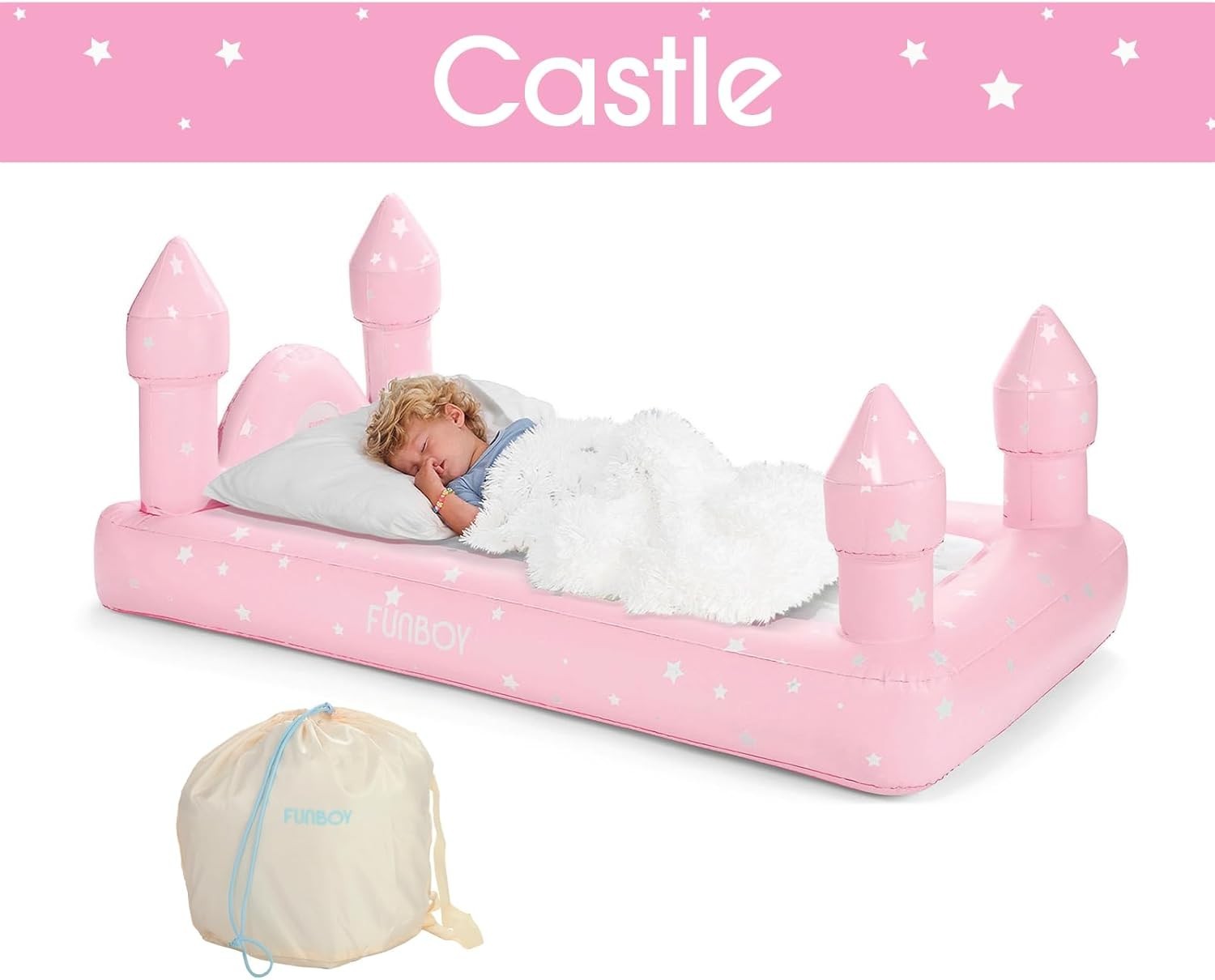 Kids Pink Inflatable Travel Bed Mattress with Carry Bag – Sleepovers