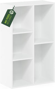 5 Cube No Tool Bookcase Storage Open Shelf Compact Design Organizer White