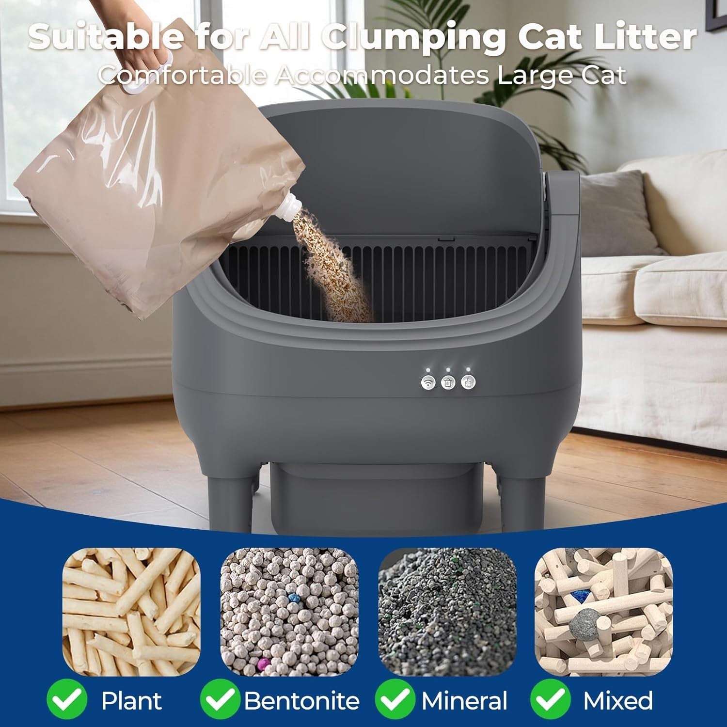 Automatic Self Cleaning Cat Litter Box APP Control Large Odor Free Bin