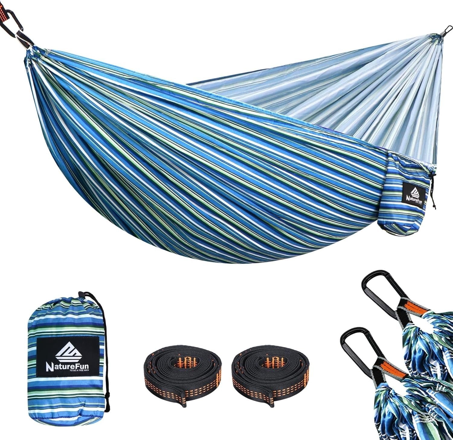 Camping Hammock 300kg Load Ultra-Light Quick-Dry Portable w/ Straps & Clips