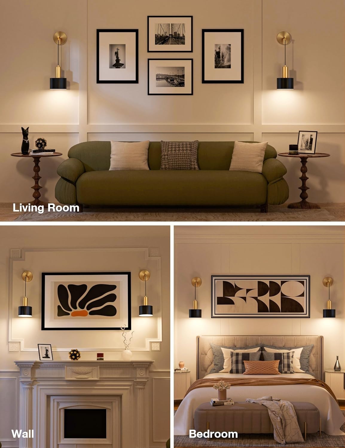 Dimmable Battery Wall Sconces with Remote, 5200mAh, 9 Colors & Timer