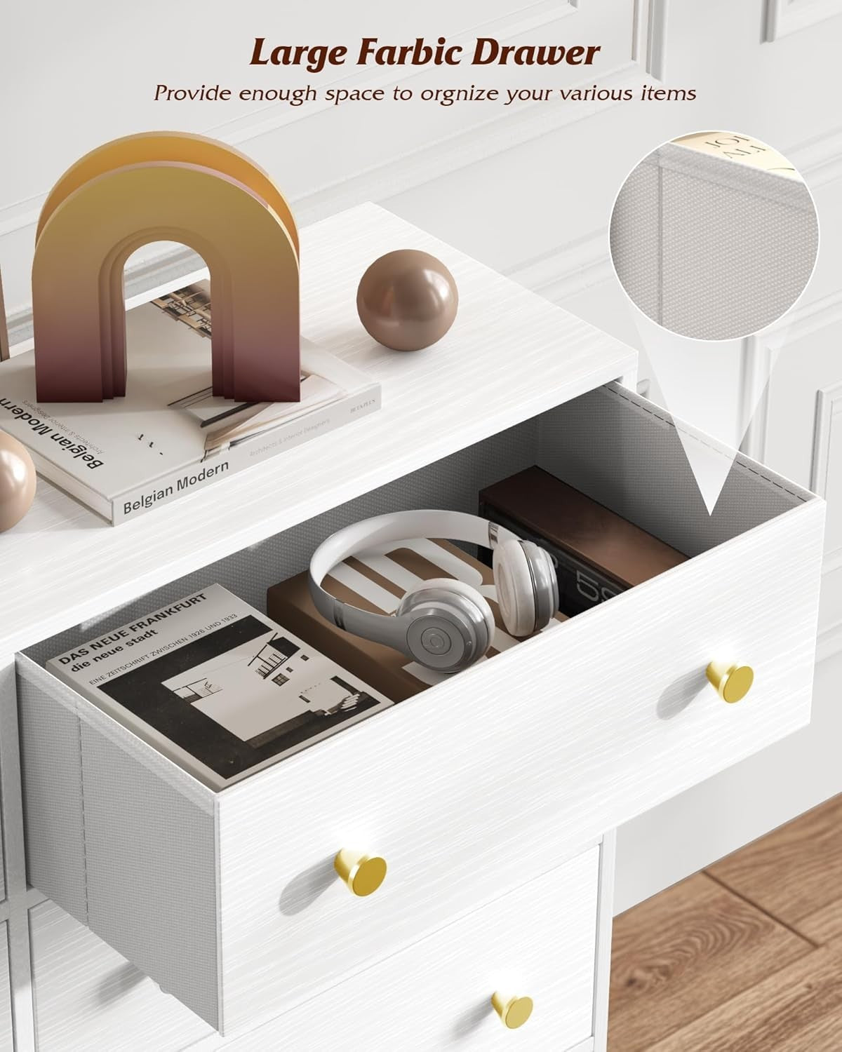 White 6 Drawer Dresser Chest Storage Unit Cabinet for Bedroom Hallway