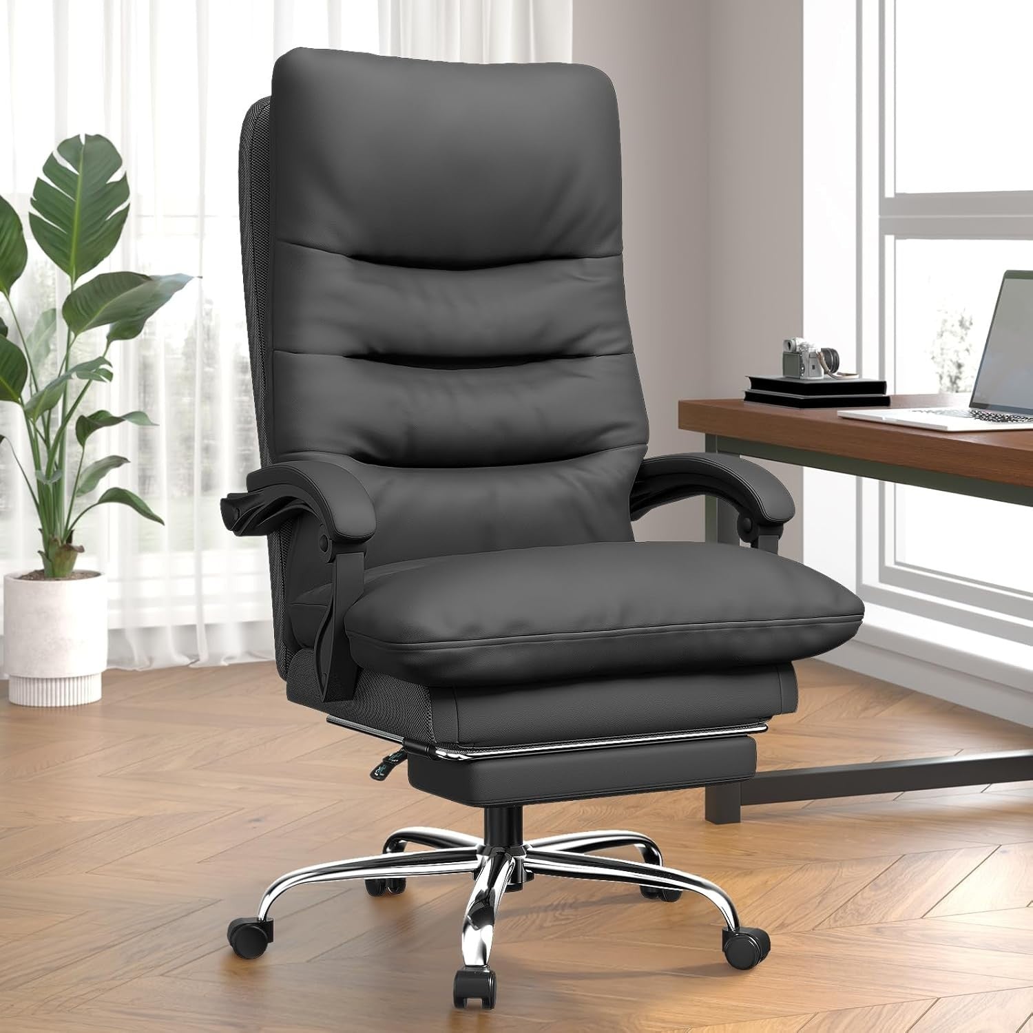 Executive Office Chair Ergonomic PU Leather Computer Desk Seat Adjustable Reclin