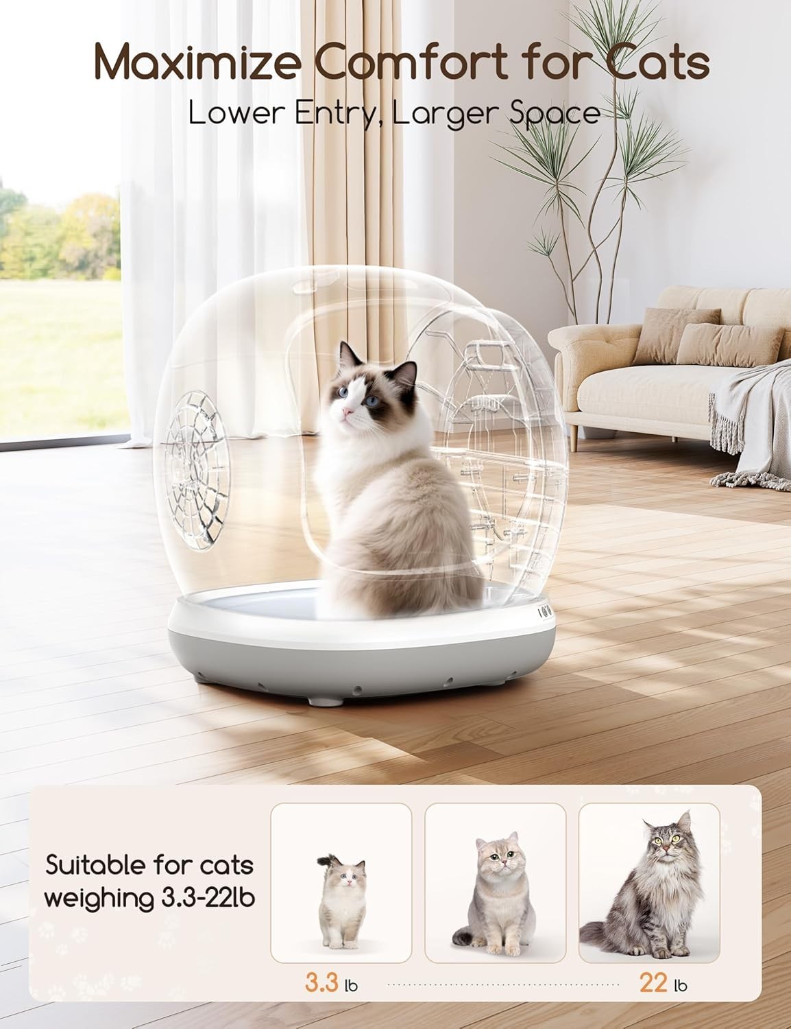 Self Cleaning Cat Litter Box App Control 75L XL Multi Cat Smart Tray