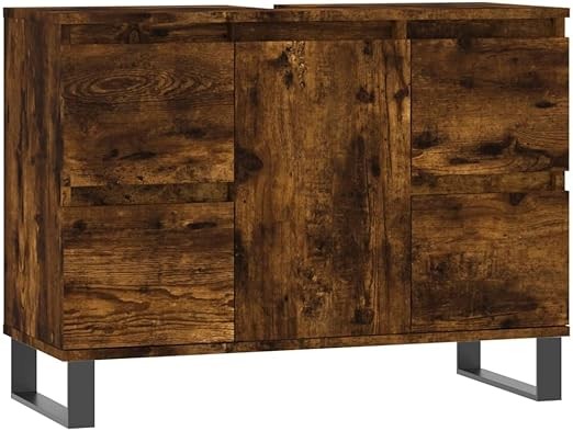Rustic Oak Wide Bathroom Sink Cabinet 80x33x60cm Under Basin Storage Unit Drawer