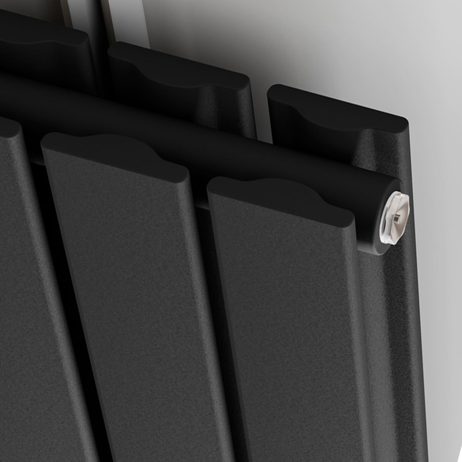 Vertical Black Flat Panel Radiator Double Column 1200x612mm High Heat Output