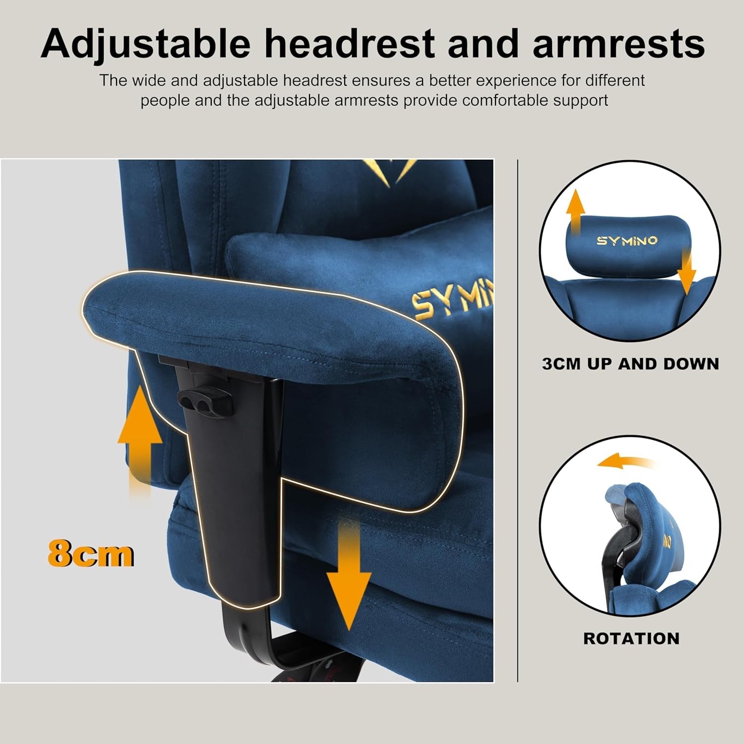 Ergonomic Gaming Chair w/ Footrest Pocket Spring Support Blue