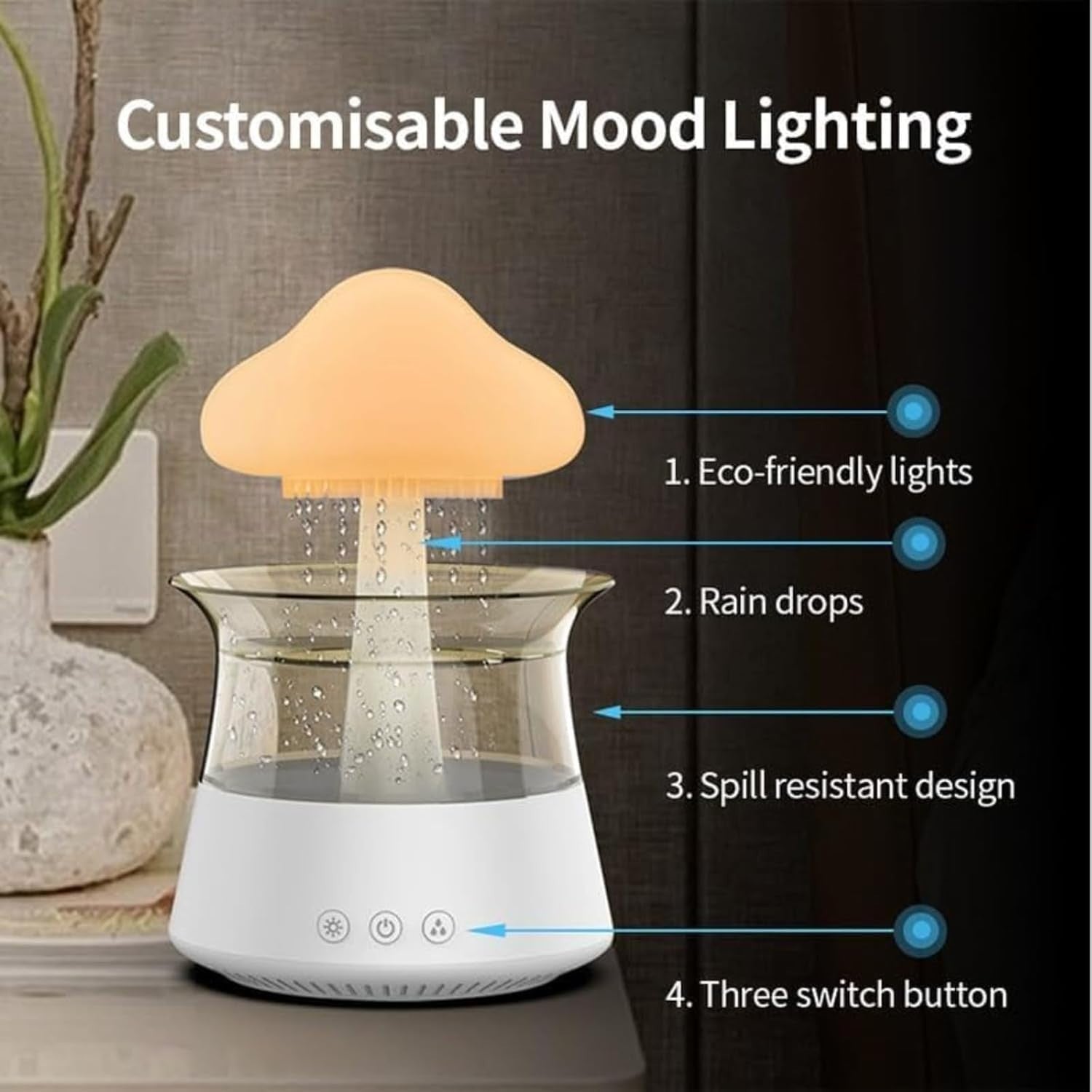 Rain Sound Humidifier for Sleep with Adjustable Volume & 5-Hour Timer