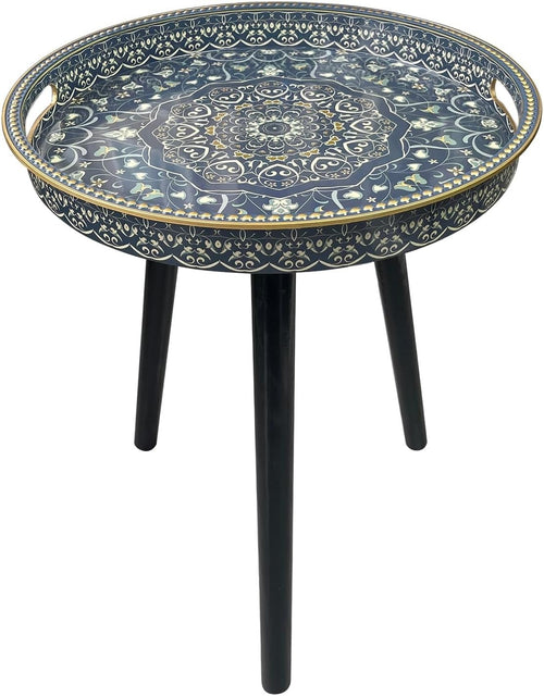 Round Side Table with Detachable Legs – 50x38x38cm Dot Blue Maze