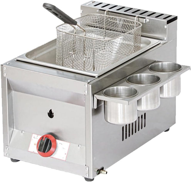 9L Commercial Gas Deep Fat Fryer Single Tank Temp Control Stainless