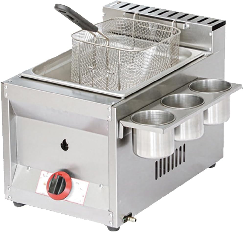 9L Commercial Gas Deep Fat Fryer Single Tank Temp Control Stainless