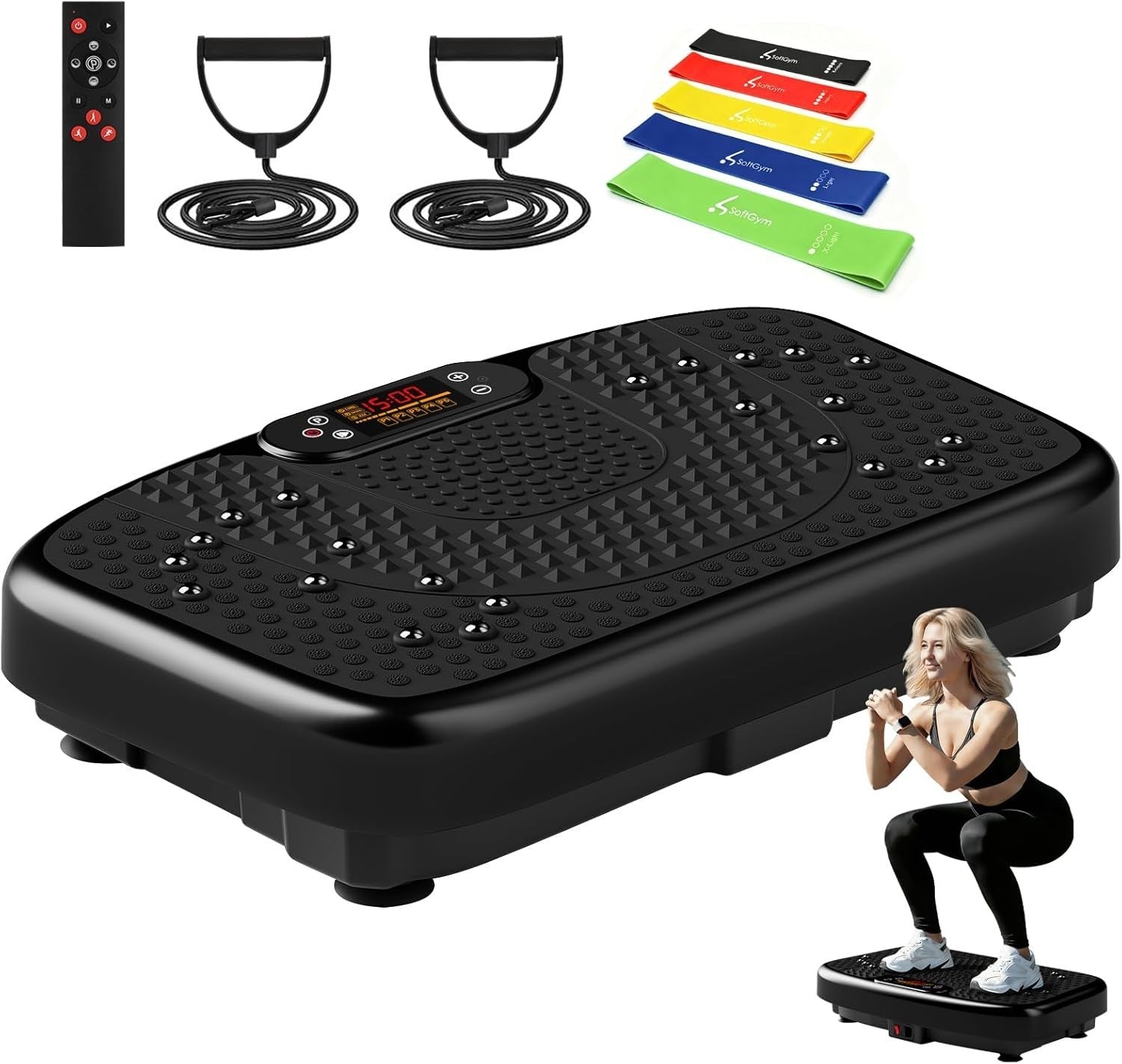 Black Vibration Plate Exercise Machine Lymphatic Drainage 120 Speeds