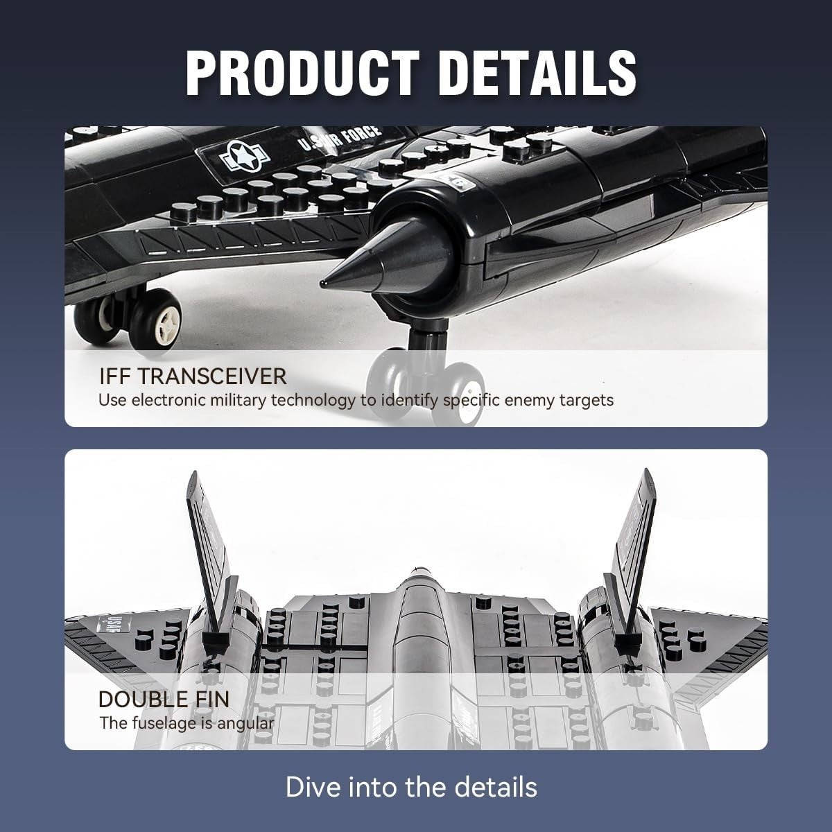 SR71 Blackbird Jet Model Kit 183pcs | Air Force Toy Gift for Kids & Adults