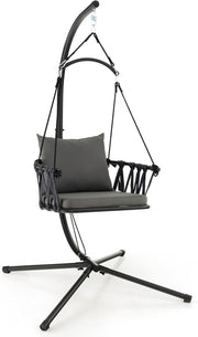 Egg Hammock Swing Chair with Stand & Cushion – Indoor Outdoor Patio Seat