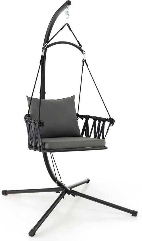 Egg Hammock Swing Chair with Stand & Cushion – Indoor Outdoor Patio Seat