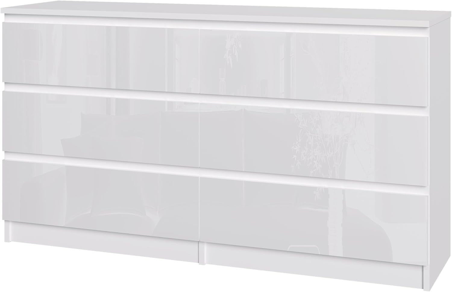 High Gloss 6-Drawer Chest Storage Cabinet | Wall Mount Bedroom Organizer