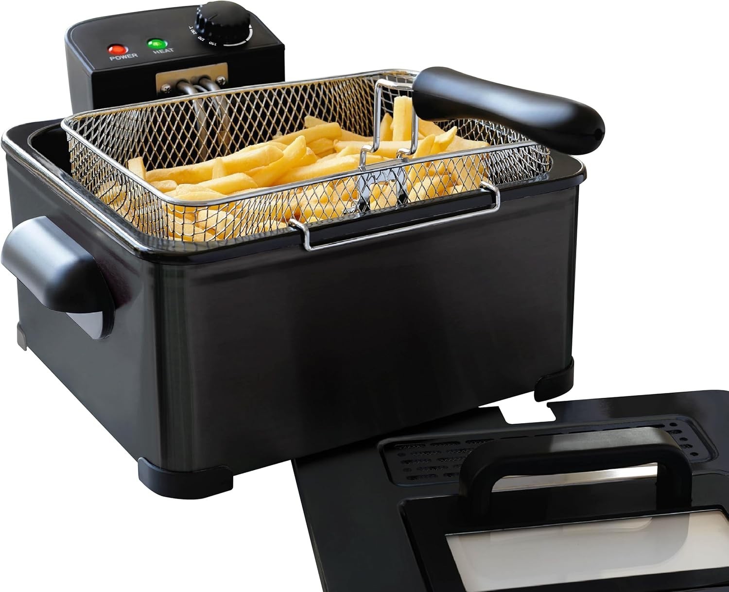5L Deep Fat Fryer Triple Basket Stainless Steel Adjustable Temp Large Capacity