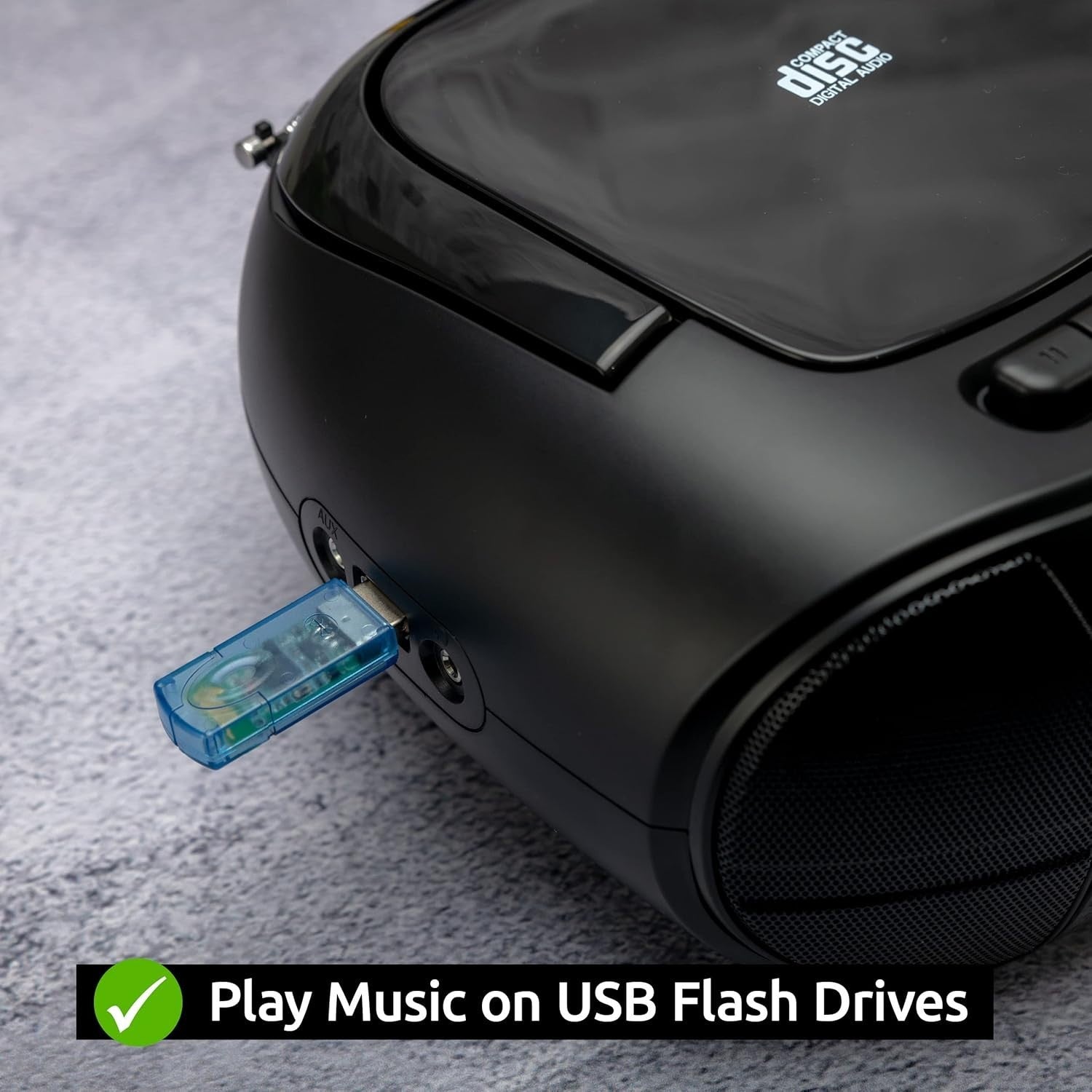 Portable DAB+ CD Cassette Player Boombox FM Radio USB AUX Alarm Black