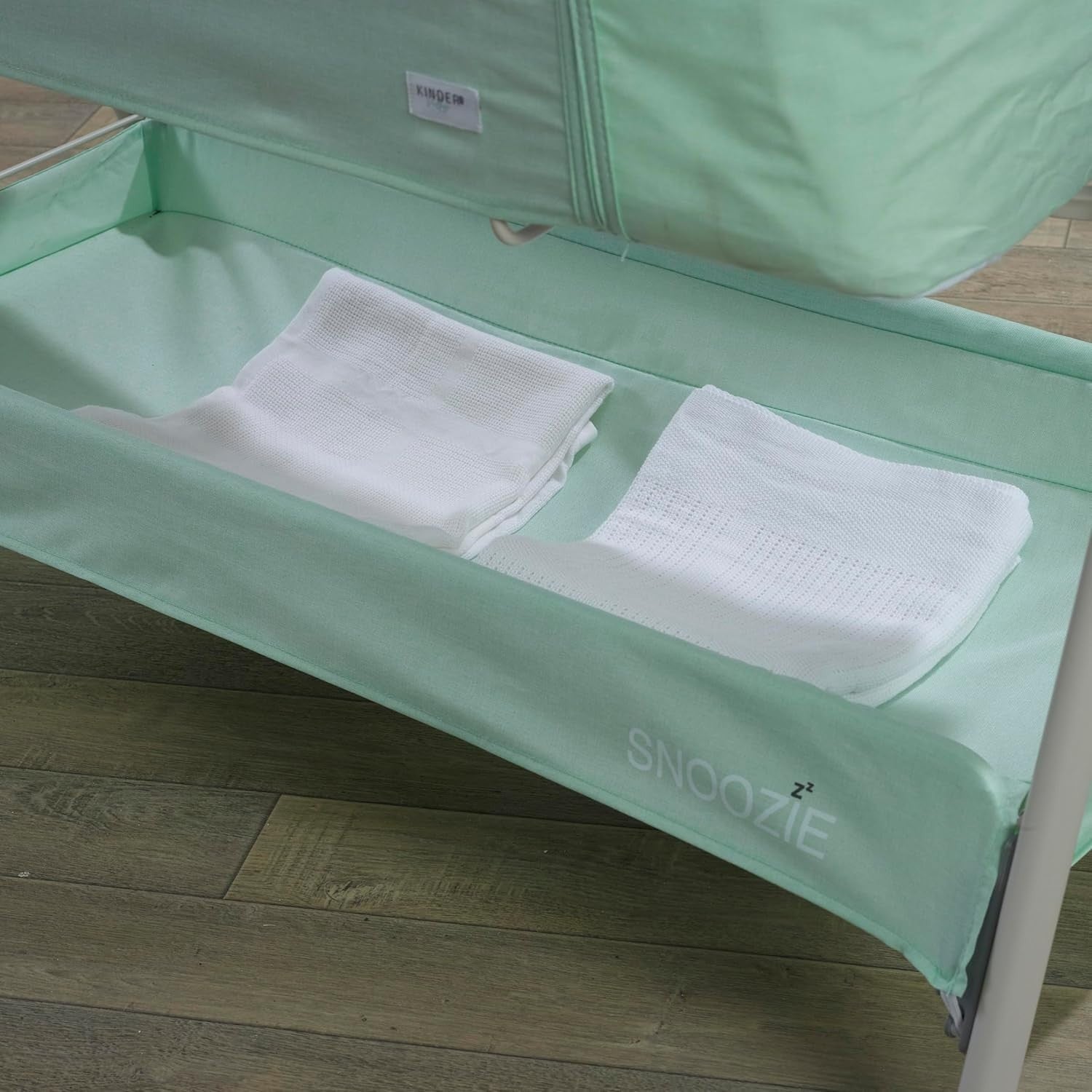 Adjustable Bedside Crib with Mesh Panel & Storage Shelf Baby Co Sleeper Green