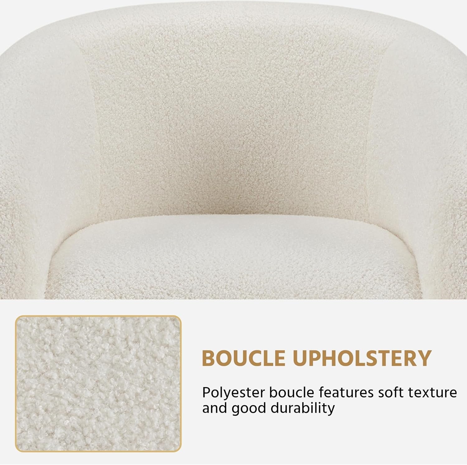 Sherpa Boucle Tub Chair Ivory Accent Club Armchair