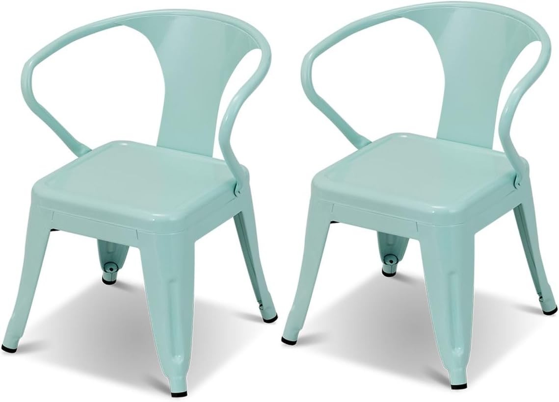 Kids Table and 2 Chairs Set Metal Study Activity Desk for Drawing Play