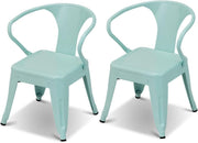 Kids Table and 2 Chairs Set Metal Study Activity Desk for Drawing Play