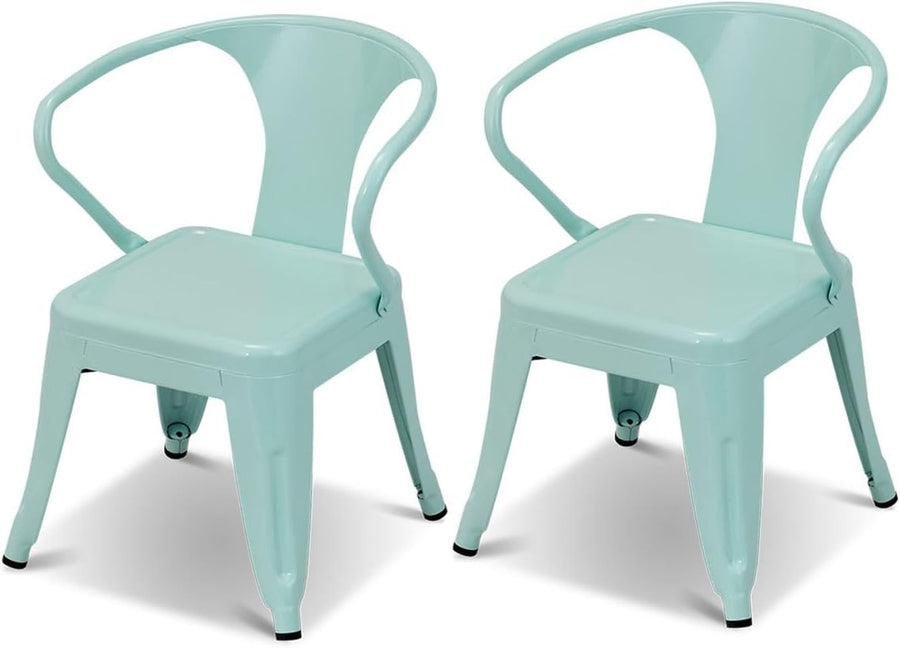 Kids Table and 2 Chairs Set Metal Study Activity Desk for Drawing Play