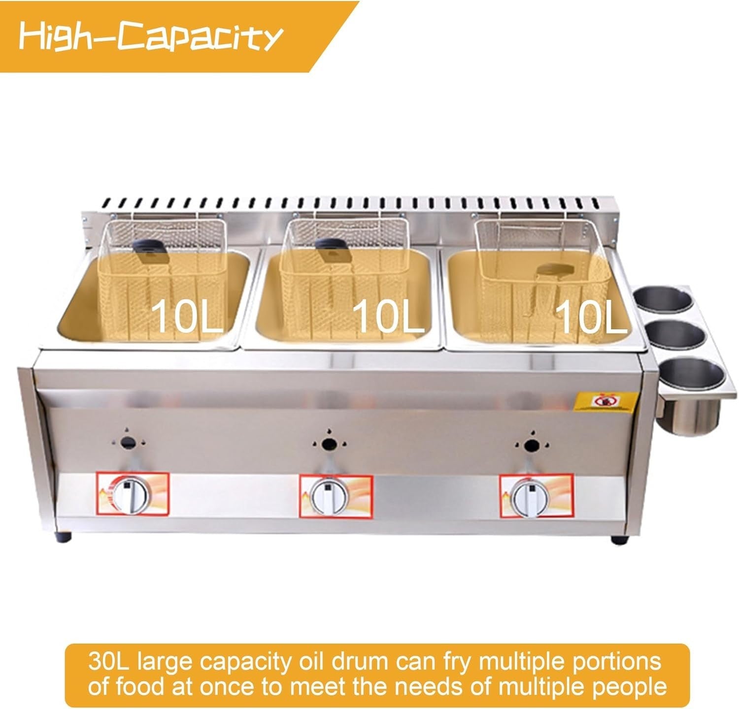 Commercial LPG Gas Deep Fat Fryer Dual Tank Stainless Countertop