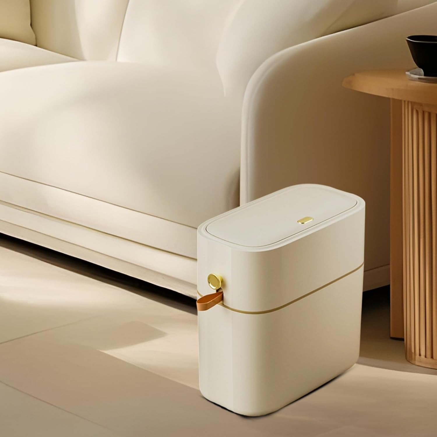 Touchless 8L Slim Bathroom Trash Can Auto Drawstring Odor Seal