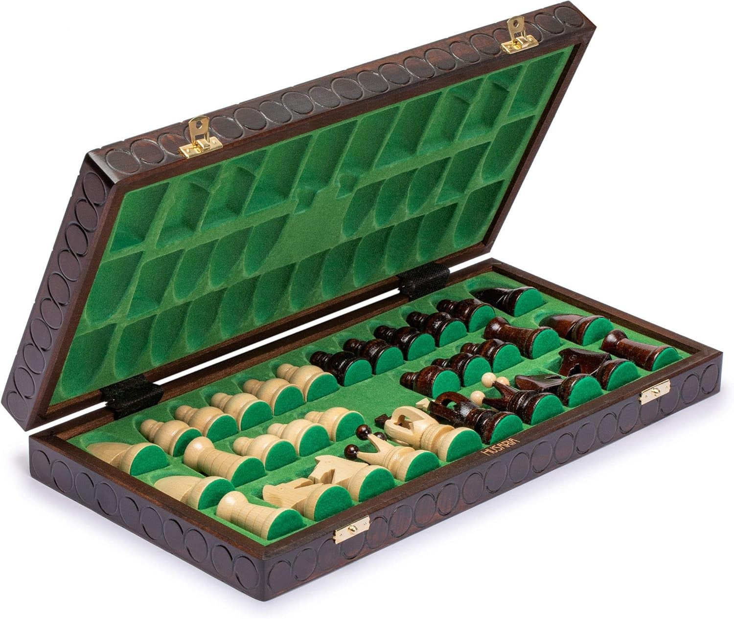 Luxury 45cm Wooden Folding Chess Set – Felt Bottom Pieces & Large Board