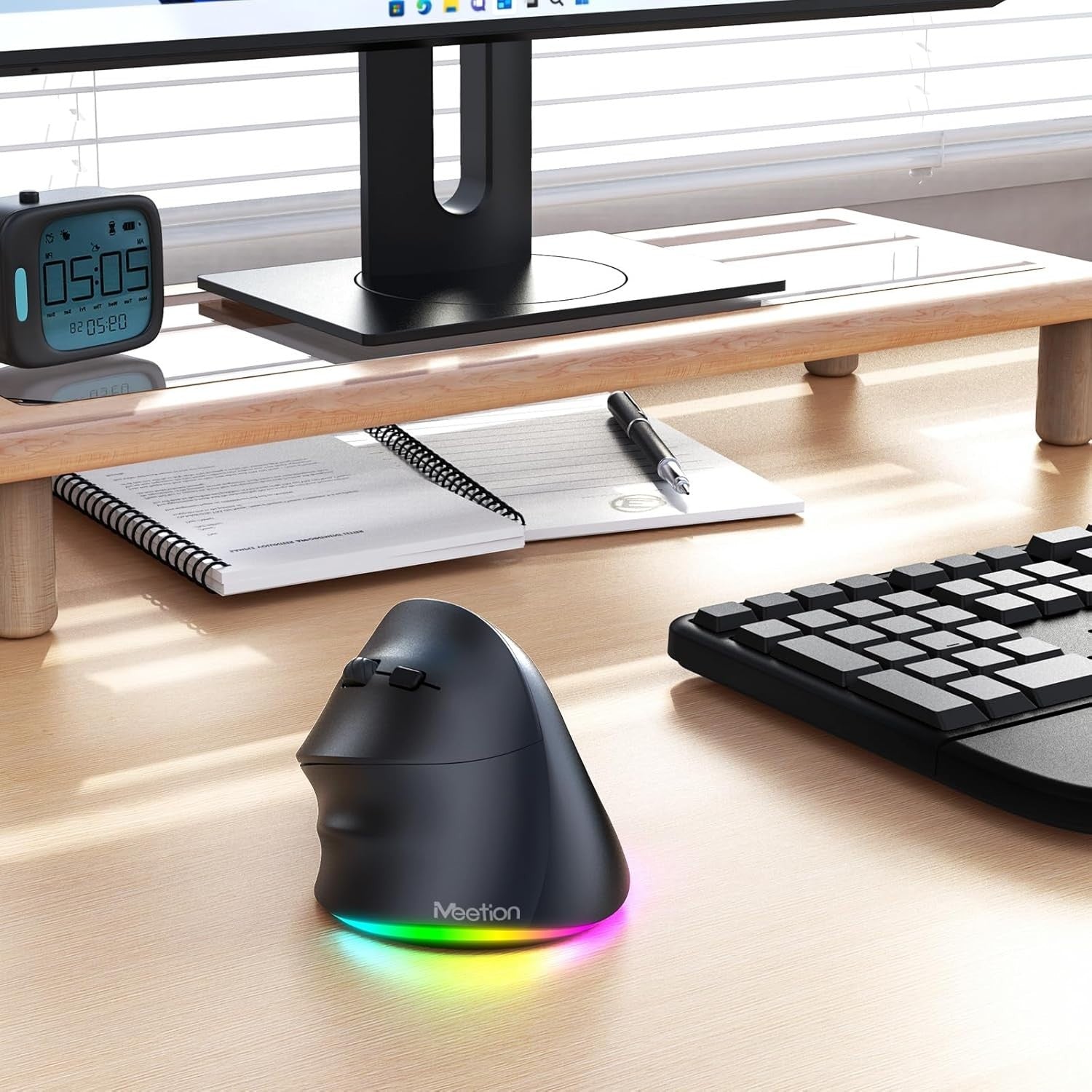 Left Handed Ergonomic Wireless RGB Mouse Bluetooth USB C Rechargeable