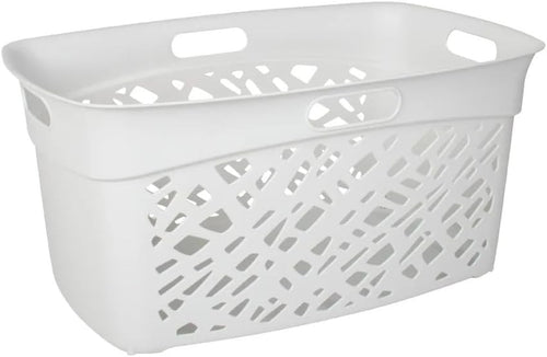 45L White Mosaic Laundry Basket with Ventilation, Lightweight & Durable