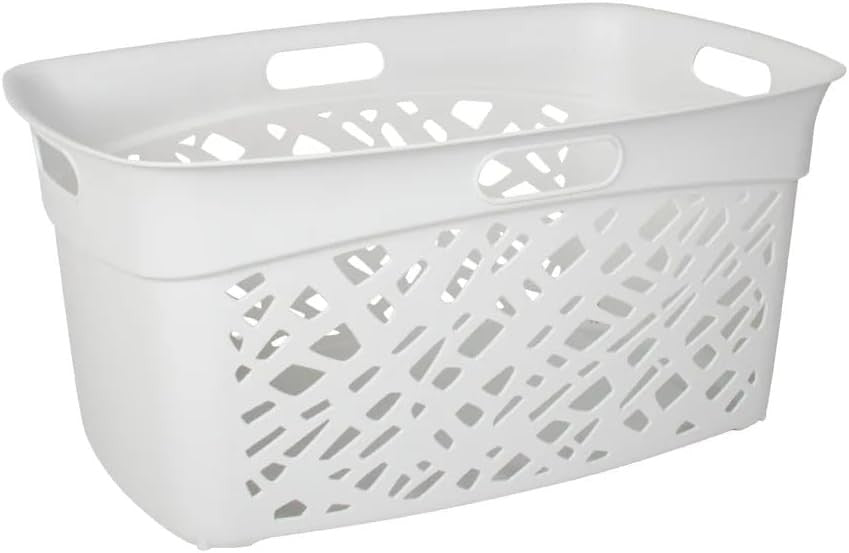 45L White Mosaic Laundry Basket with Ventilation, Lightweight & Durable